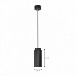 White Metal Pendant Light in 4 Colors - Black on white with dimensions