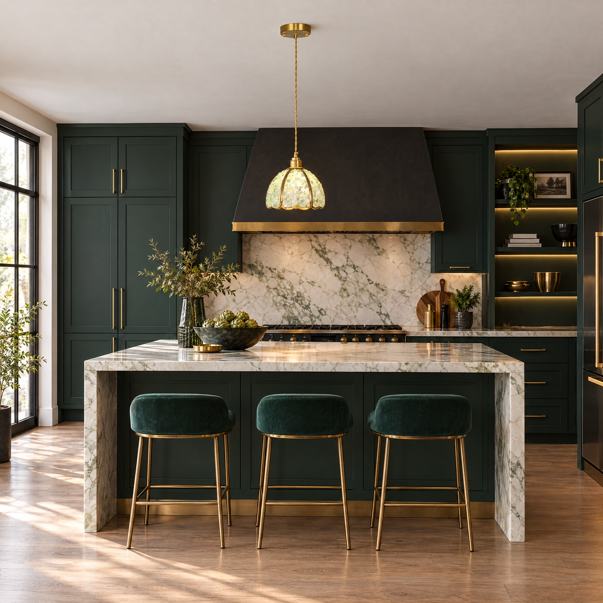 Small Crystal Dome Pendant Light, Dimmable - Model B in a kitchen