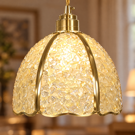Small Crystal Dome Pendant Light, Dimmable - Model D close-up detail