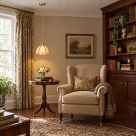 Small Crystal Dome Pendant Light, Dimmable - Model D in a reading corner