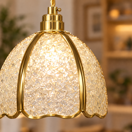 Small Crystal Dome Pendant Light, Dimmable - Model G close-up detail