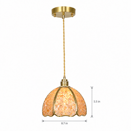 Small Crystal Dome Pendant Light, Dimmable - Model F on white with dimensions