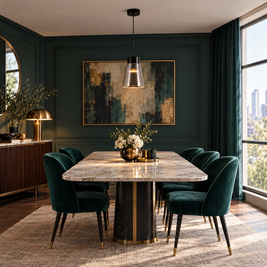 Smoke Gray Glass COB Pendant Light in a dining room