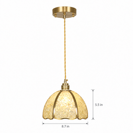 Small Crystal Dome Pendant Light, Dimmable - Model D on white with dimensions