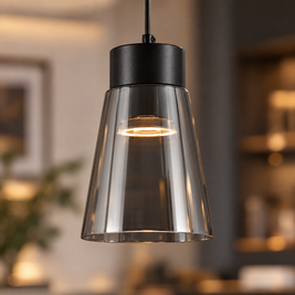 Smoke Gray Glass COB Pendant Light close-up detail