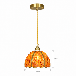Small Crystal Dome Pendant Light, Dimmable - Model E on white with dimensions