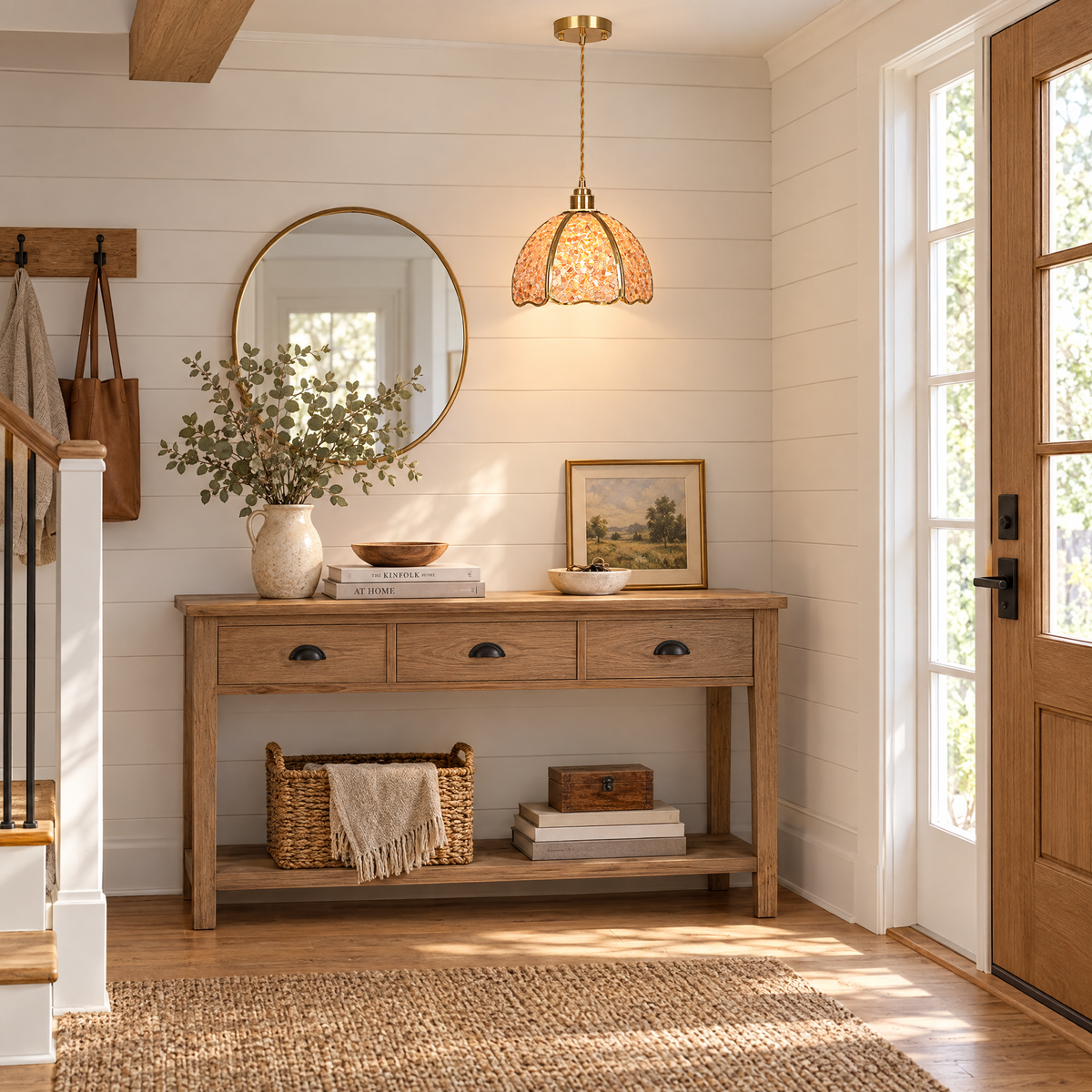 Small Crystal Dome Pendant Light, Dimmable - Model F in an entryway