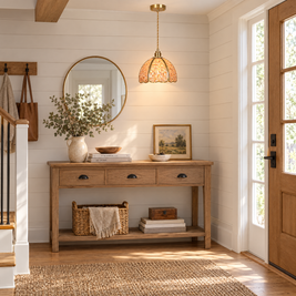 Small Crystal Dome Pendant Light, Dimmable - Model F in an entryway