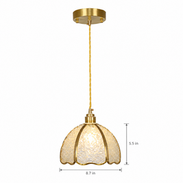 Small Crystal Dome Pendant Light, Dimmable - Model G on white with dimensions