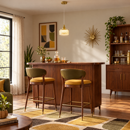 Ice Texture Acrylic Pendant Light, Dimmable - Gold in a home bar