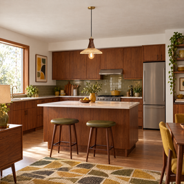 Wabi Sabi Wood & Glass Pendant Light in a kitchen