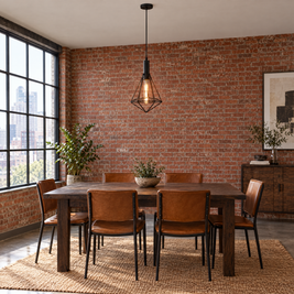 Black Wire Cage Pendant Light, Vintage - 9.8''x15'' in a dining room