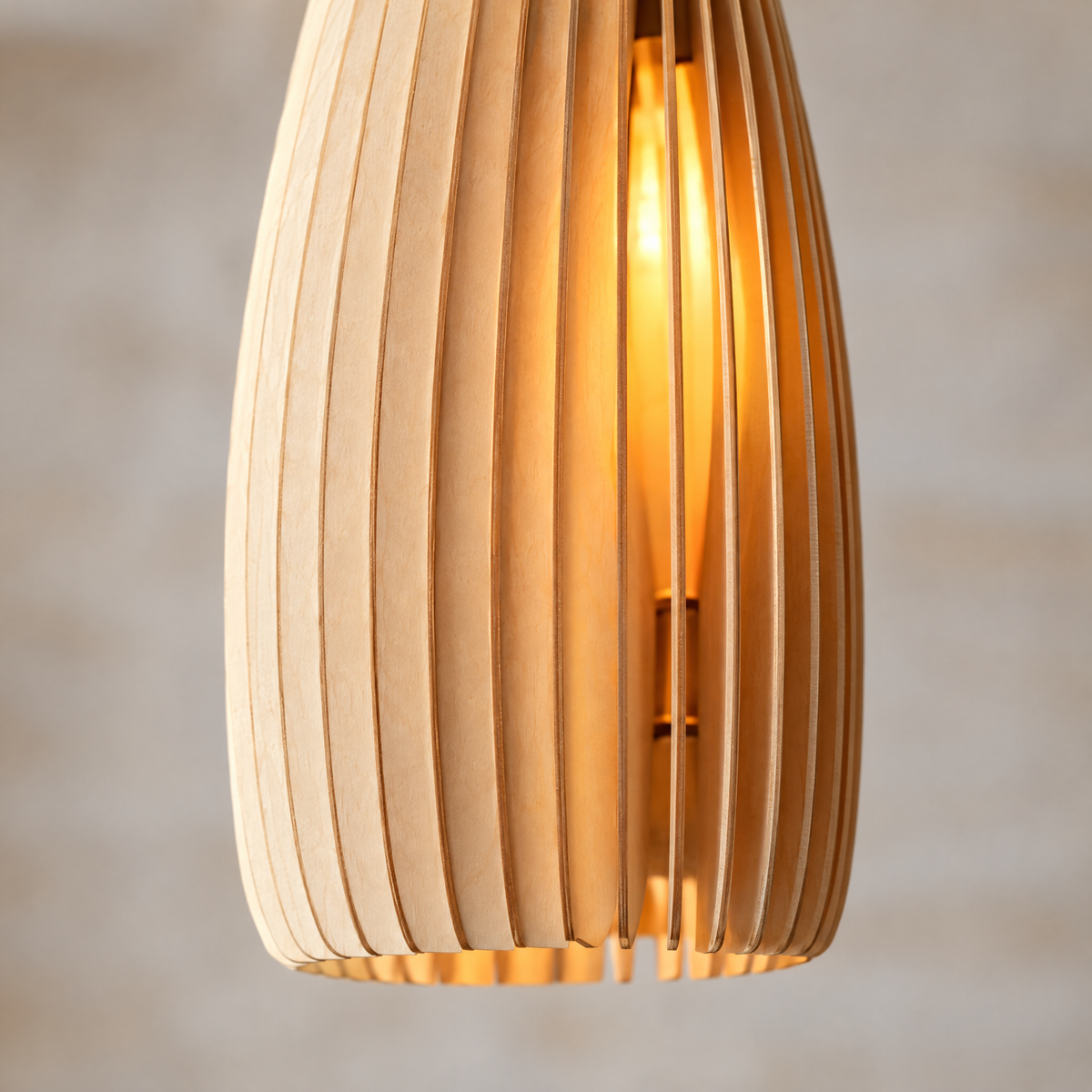 Wood Slat Pendant Light, Rustic Handmade - 9.8''x15'' close-up detail