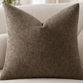 Close-up of Coffee chenille basketweave pillow cover texture