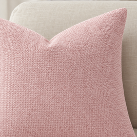 Close-up of Pink chenille basketweave pillow cover texture