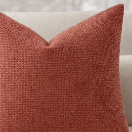 Close-up of Brick Red chenille basketweave pillow cover texture