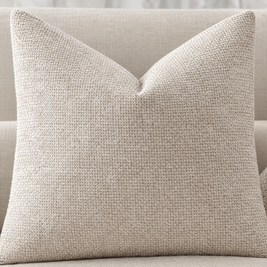 Close-up of Beige chenille basketweave pillow cover texture