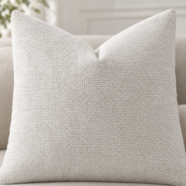 Close-up of Ivory chenille basketweave pillow cover texture