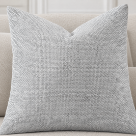 Close-up of Light Grey chenille basketweave pillow cover texture