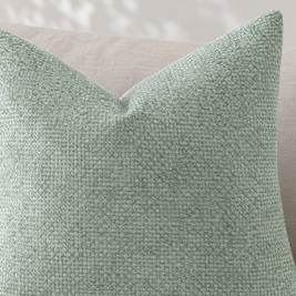 Close-up of Mint chenille basketweave pillow cover texture
