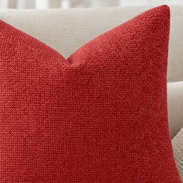 Close-up of Red chenille basketweave pillow cover texture