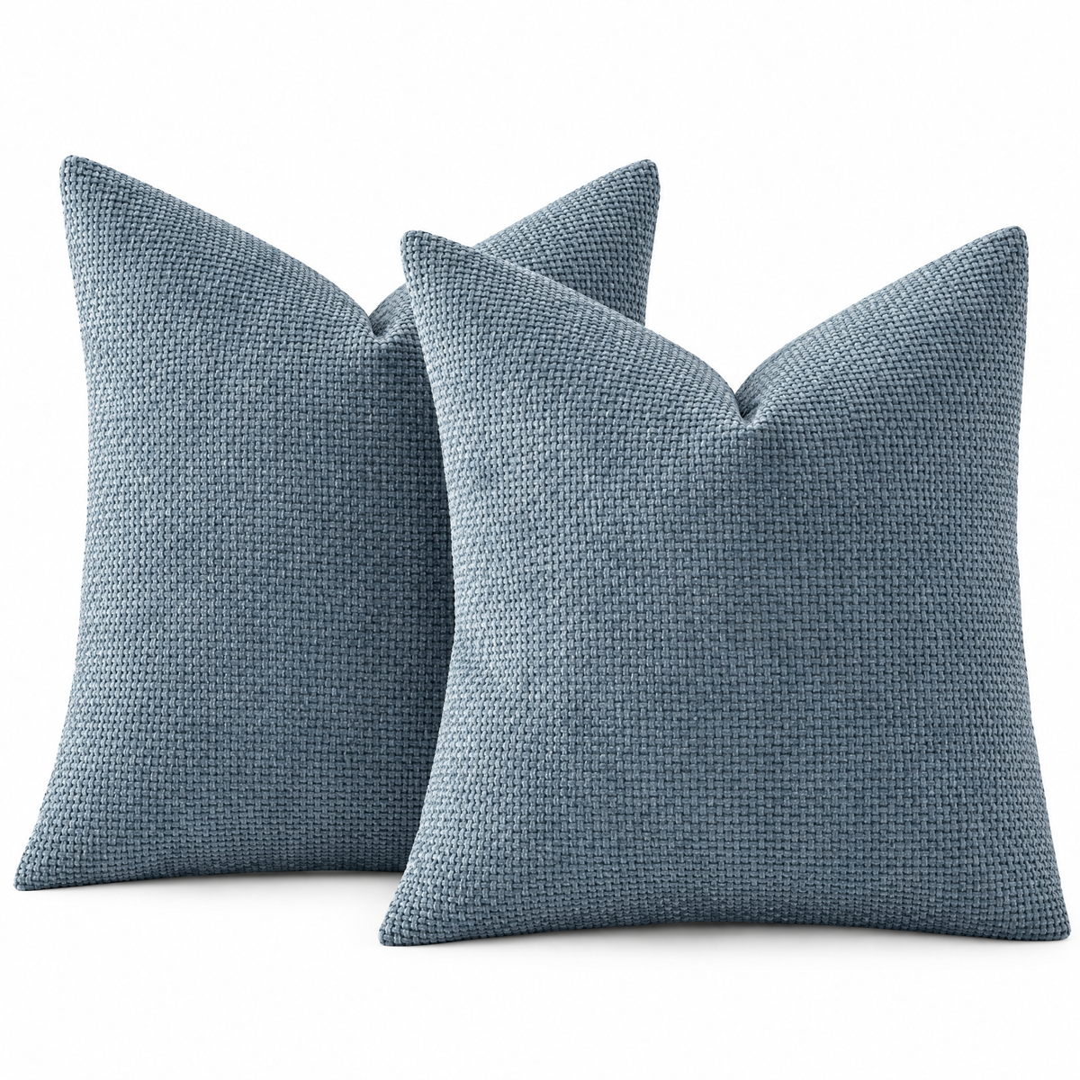 Slate Blue chenille basketweave throw pillow covers, set of 2, on white background