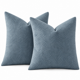 Slate Blue chenille basketweave throw pillow covers, set of 2, on white background