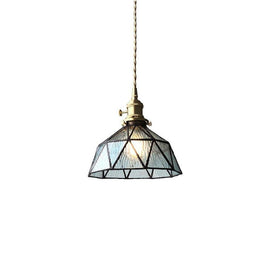 Lantern Glass Pendant Light, Amber or Blue