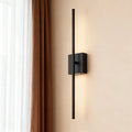 Black Iron Linear LED Wall Lights, Set of 2