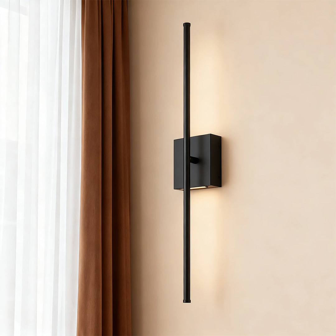 Black Iron Linear LED Wall Lights, Set of 2