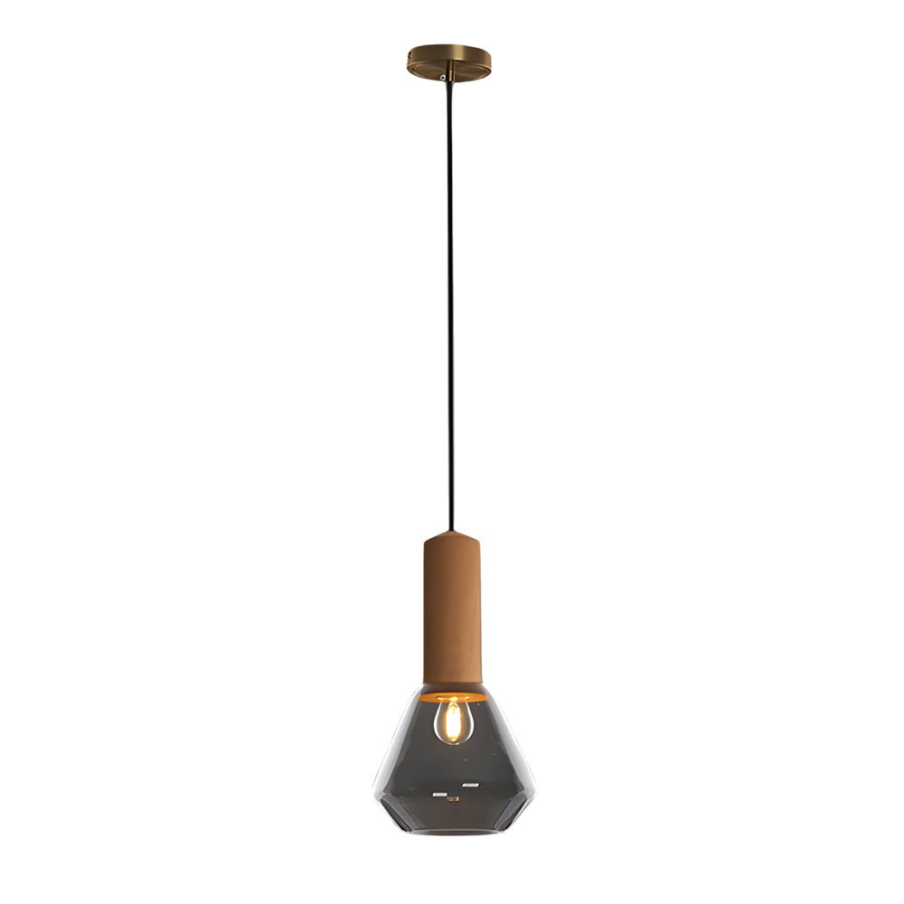 Copper Glass Jar Pendant Light with Wood