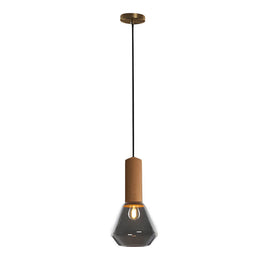 Copper Glass Jar Pendant Light with Wood