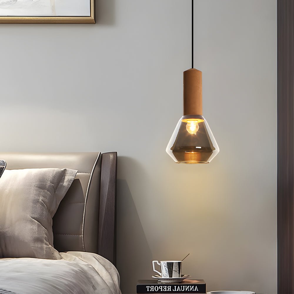 Copper Glass Jar Pendant Light with Wood