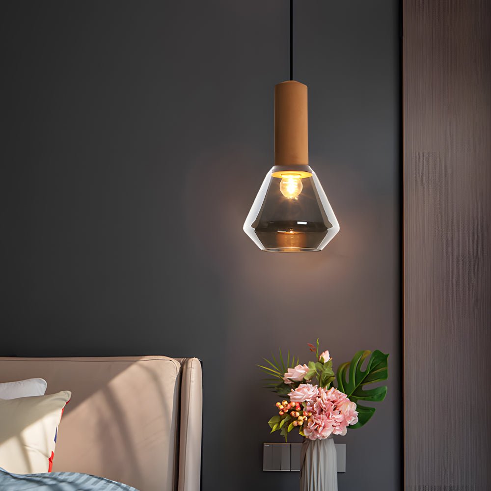 Copper Glass Jar Pendant Light with Wood
