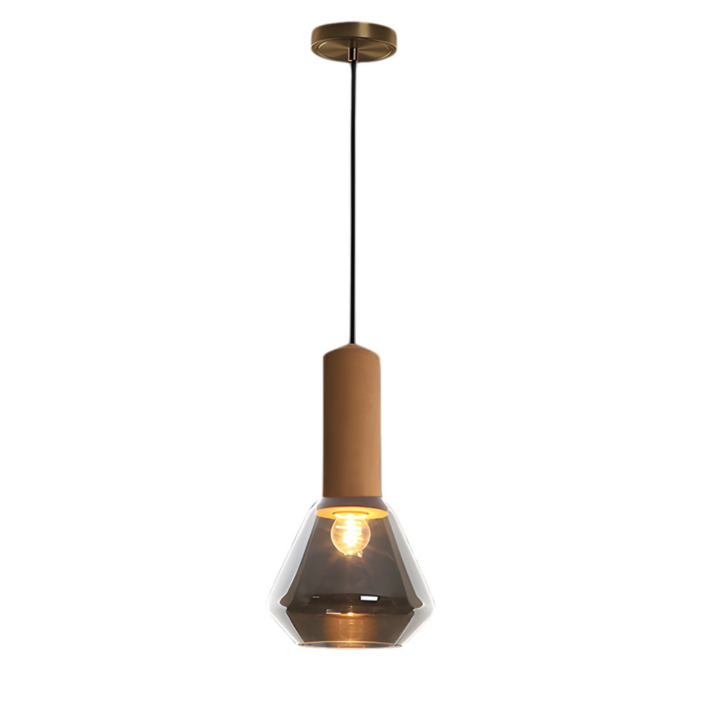 Copper Glass Jar Pendant Light with Wood