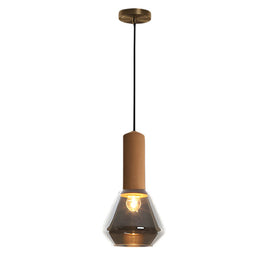 Copper Glass Jar Pendant Light with Wood