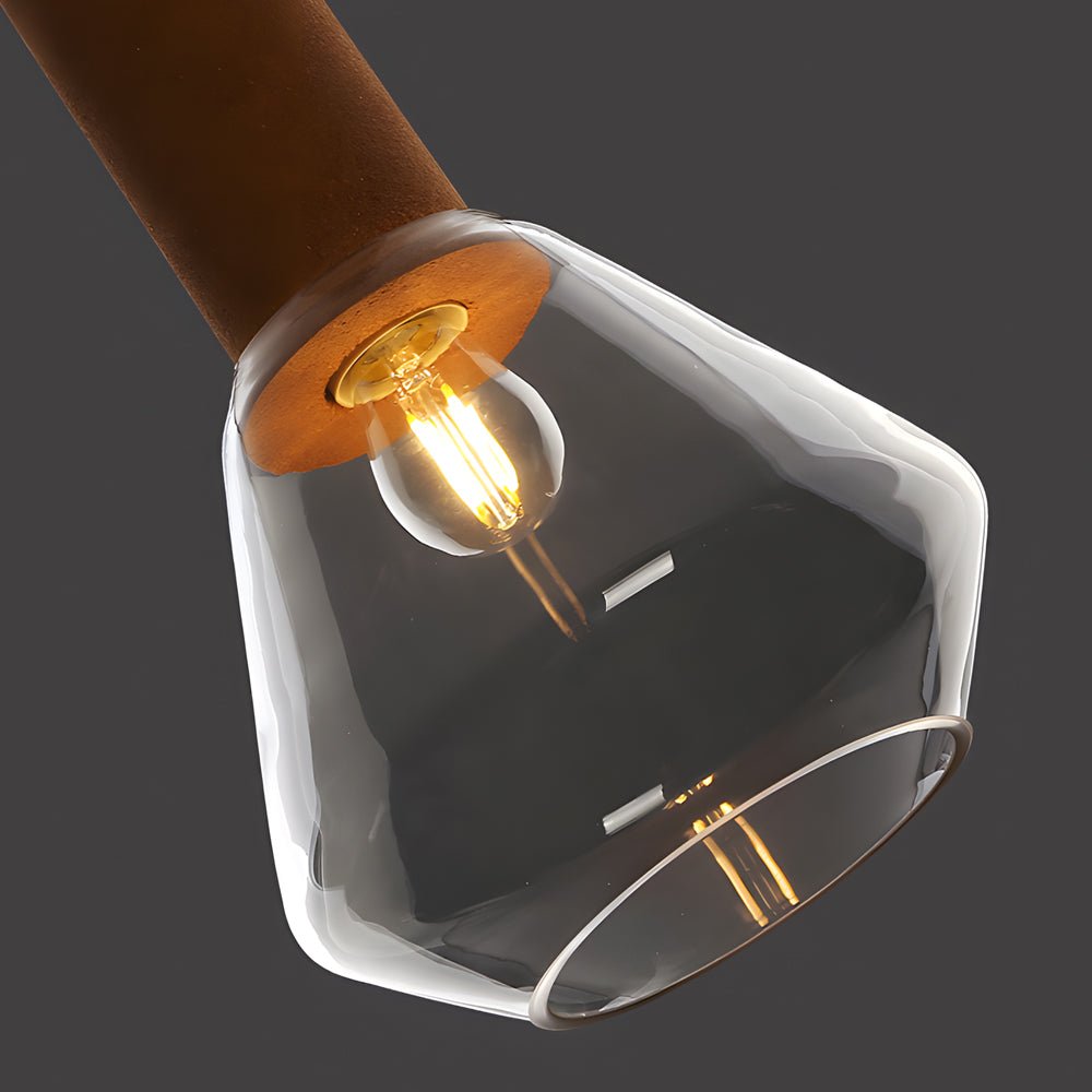 Copper Glass Jar Pendant Light with Wood