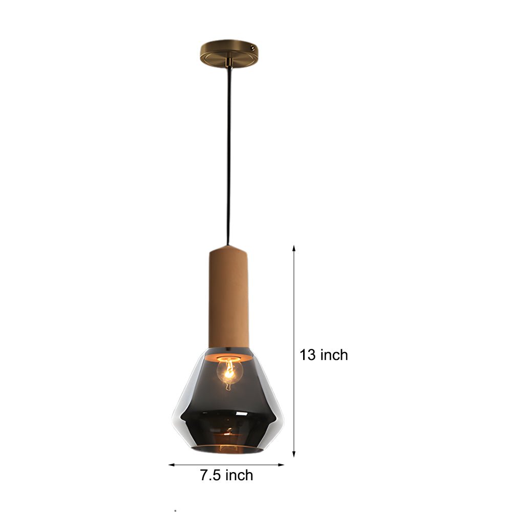 Copper Glass Jar Pendant Light with Wood