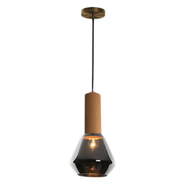 Copper Glass Jar Pendant Light with Wood