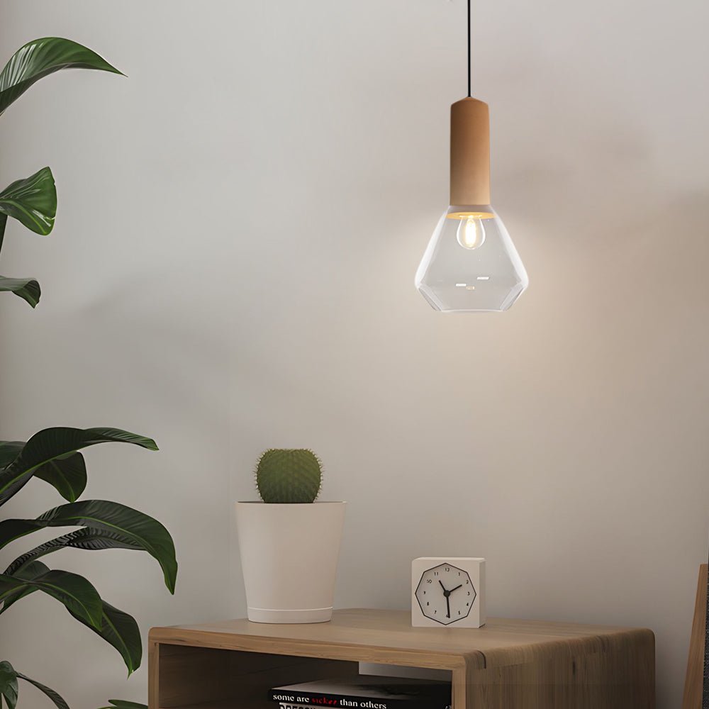 Copper Glass Jar Pendant Light with Wood