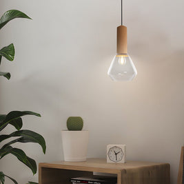 Copper Glass Jar Pendant Light with Wood