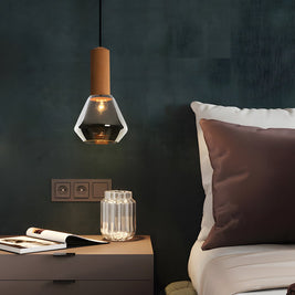 Copper Glass Jar Pendant Light with Wood