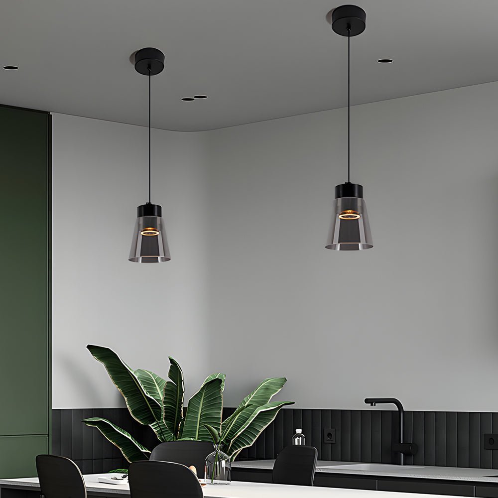 Smoke Gray Glass COB Pendant Light