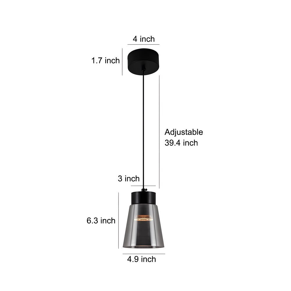Smoke Gray Glass COB Pendant Light