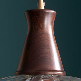 Copper Blossom Glass Pendant with Wood