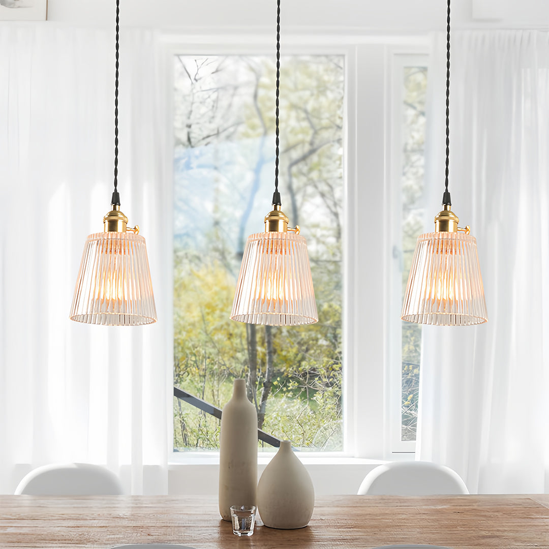 Clear Glass Pendant Light, Brass Minimalist