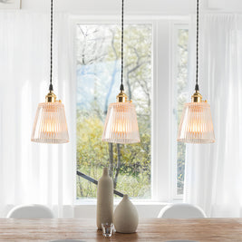 Clear Glass Pendant Light, Brass Minimalist