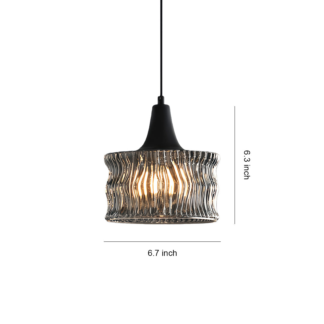 Glass Drum Pendant Light, Dimmable Black