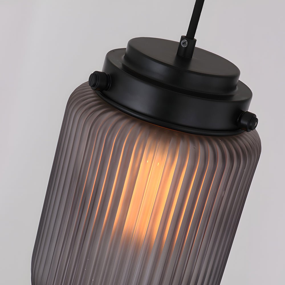 Pinecone Ribbed Glass Pendant Light, Smoke