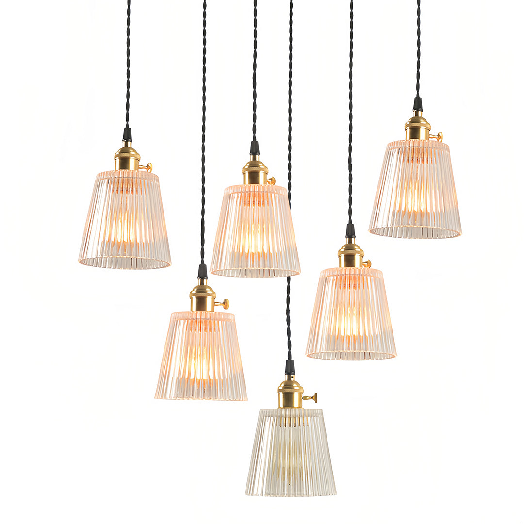 Clear Glass Pendant Light, Brass Minimalist
